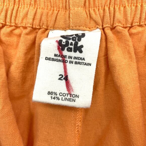 Lucy & Yak Larson Joggers Rumi Trousers Womens Plus Sz 24 Orange Cotton Linen - Picture 7 of 8